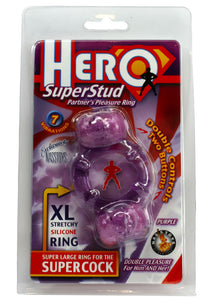 Hero Super Stud Partners Pleasure Ring XL Stretchy Silicone Ring Purple