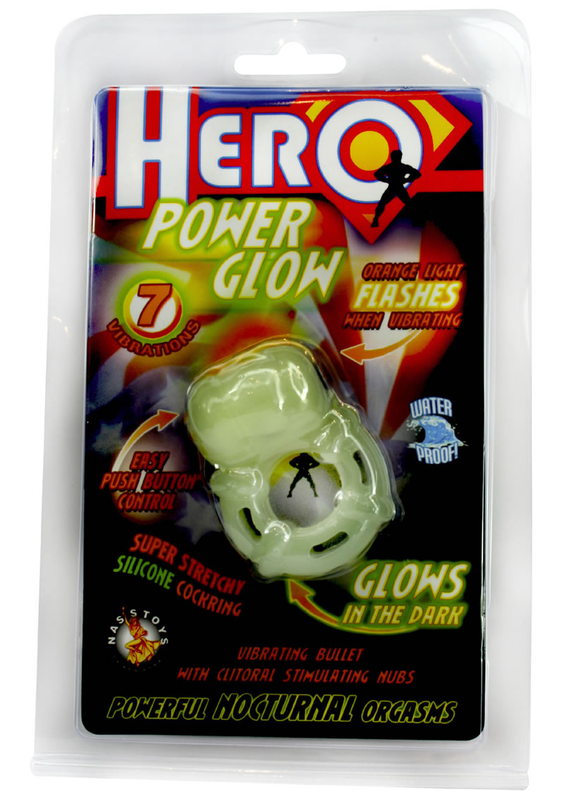 Hero Power Glow Glow In The Dark Cockring Waterproof Green