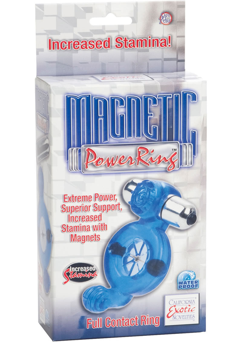 Magnetic Power Ring Full Contact Ring With Magnets And Removable 3 Speed Bullet Blue