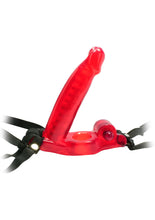 Load image into Gallery viewer, Double Penetrator Strap On Cock Ring Waterproof Red
