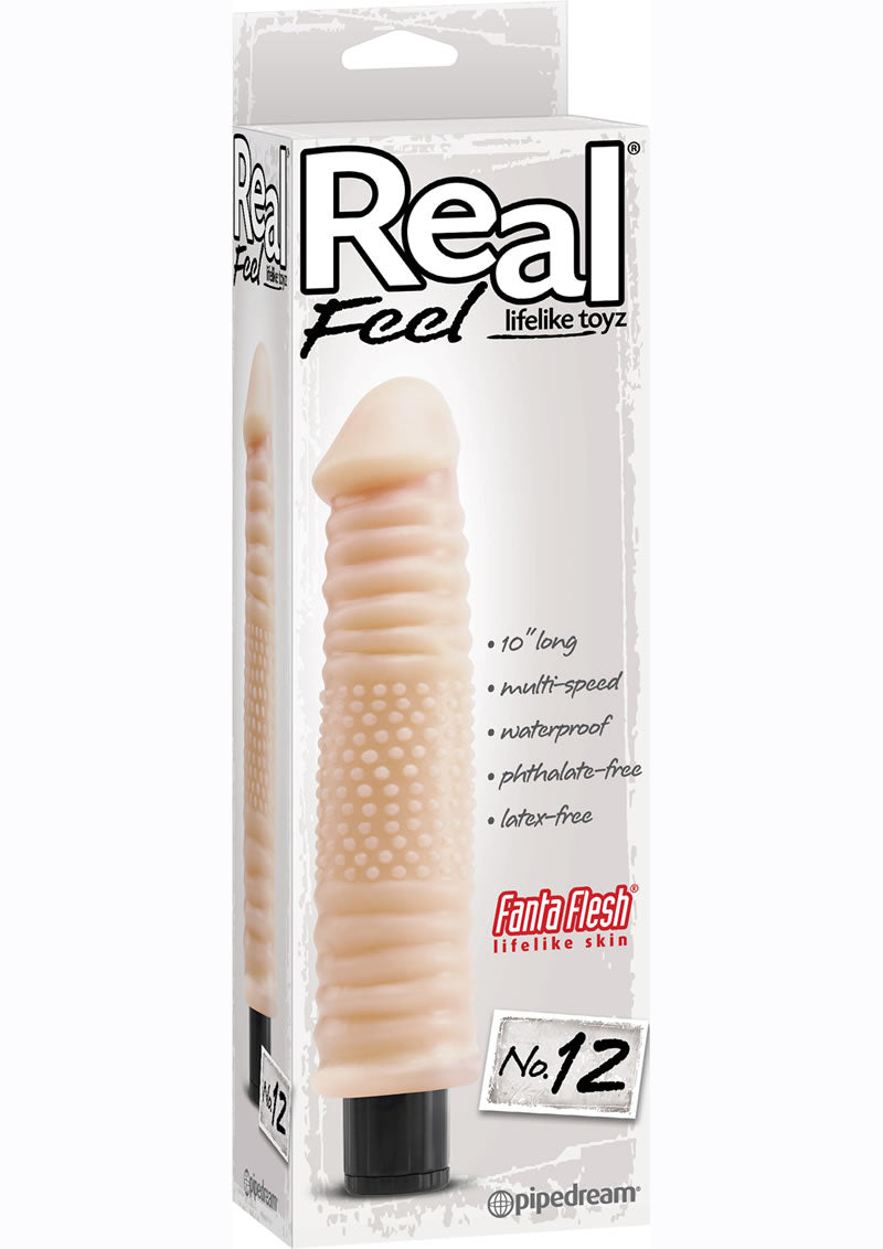 Real Feel Lifelike Toyz Number 12 Realistic Vibrator Waterproof Flesh 10.5 Inch