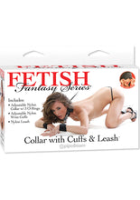 Load image into Gallery viewer, Fetish Fantasy Series Collar With Cuffs and Leash Adjustable Nylon Bondage Restraint Kit Black