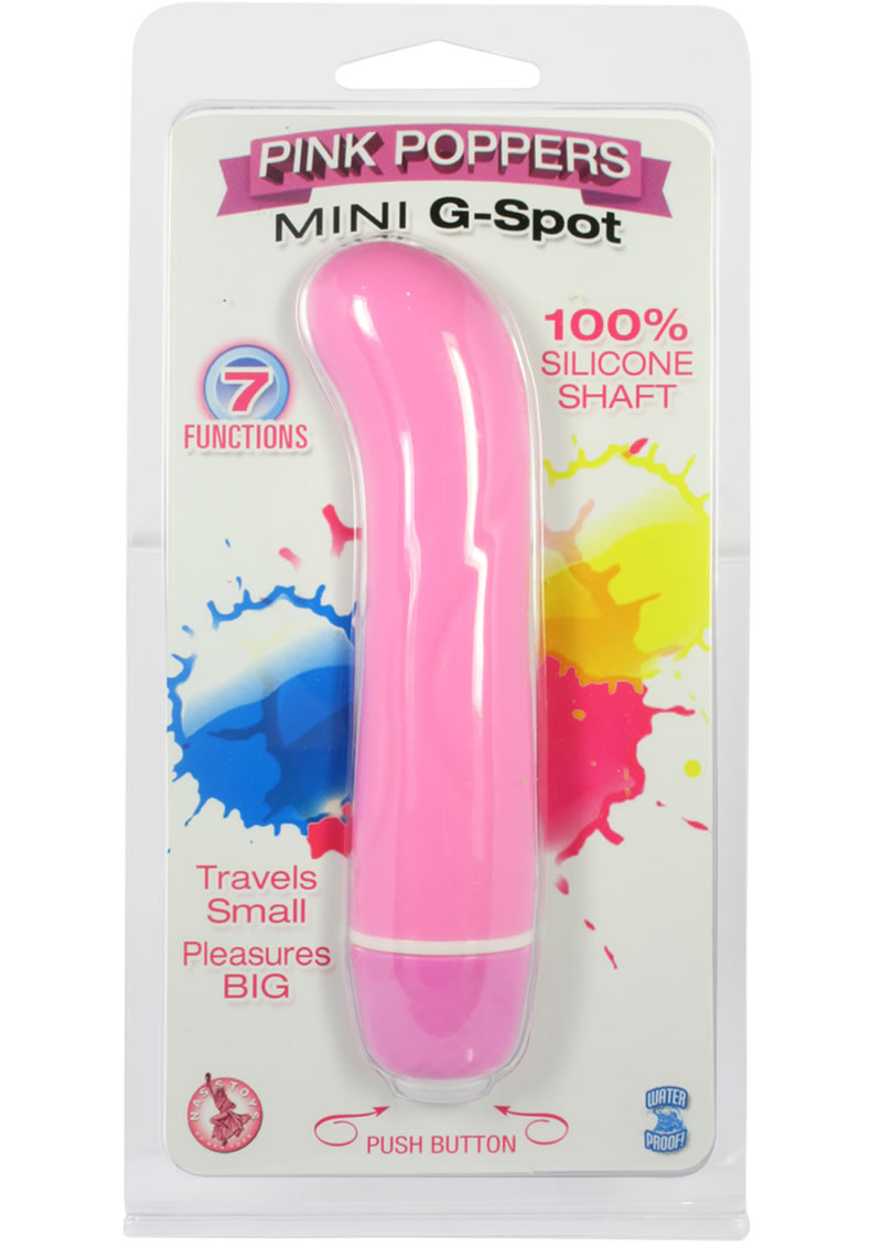 Pink Poppers Mini G Spot Silicone Vibrator Waterproof 5 Inch Pink