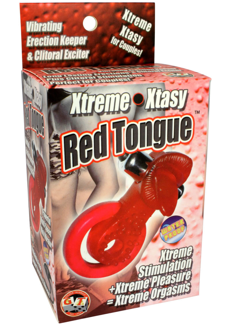 Xtreme Ring Of Xtasy Red Tongue Waterproof Cockring Red
