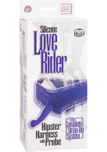 Silicone Love Rider Hipster Harness With Probe Purple