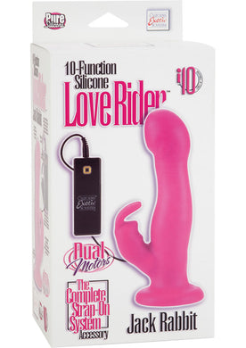 10 Function Silicone Love Rider Jack Rabbit Strap On Dong Pink