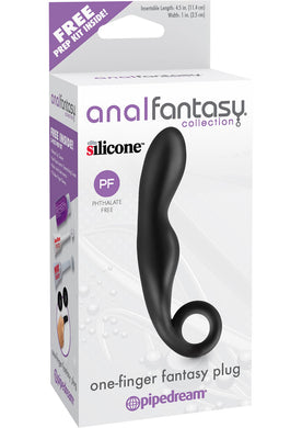 Anal Fantasy Collection One Finger Fantasy Silicone Plug Black 4.5 Inch