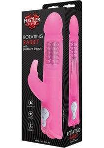 Hustler Toys Silicone Rotating Rabbit With Pleasure Beads Vibrator Waterproof Pink