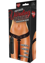 Load image into Gallery viewer, Hustler Toys Crotchless Vibrating Panties With Pleasure Beads Black Small/Medium