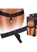 Load image into Gallery viewer, Hustler Toys Crotchless Stimulating Panties With Pearl Pleasure Beads Black Small/Medium