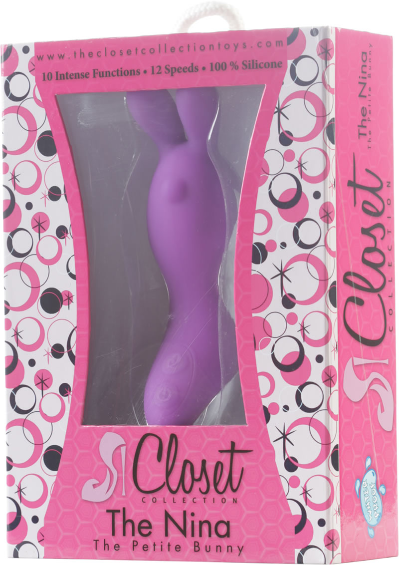 Closet Collection The Nina Petite Bunny Silicone Massager Waterproof Purple 5.5 Inch