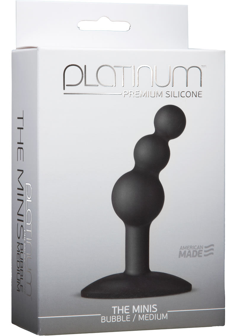 Platinum Premium Silicone The Minis Bubble Butt Plug Black Medium 3.8 Inch