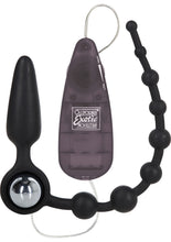 Load image into Gallery viewer, Booty Call Booty Double Dare Silicone Wired Remote Control Anal Probe With Beads Black