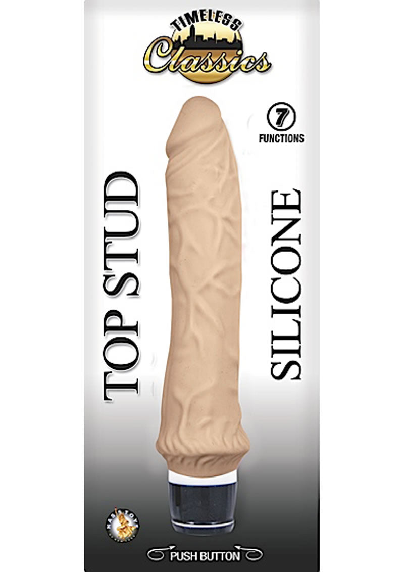 Timeless Classics Top Stud Silicone Realistic Vibrator Waterproof Flesh 9.5 Inch