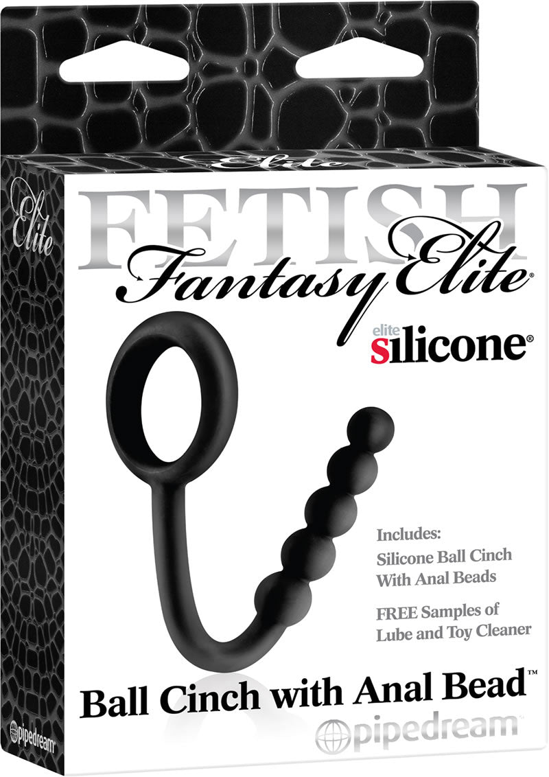 Fetish Fantasy Elite Ball Cinch With Anal Bead Silicone Black