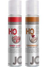 Load image into Gallery viewer, Jo Naughty Or Nice Flavored Waterbased Lube Gift Set Candy Cane And Gingerbread 1 Ounce Each 2 Set