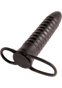 Fetish Fantasy Series Limited Edition Ribbed Double Trouble Cock Ring Strap-On Black