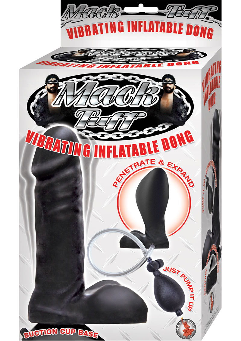 Mack Tuff Vibrating Inflatable Silicone Dong Black 7.5 Inch