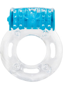 Color Pop Quickie Screaming O Plus Vibrating Ring Silicone Cockring Blue