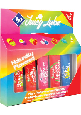 Juicy Lube Flavored Water Based Lubricant Assorted Flavors .42 Ounce Tubes 5 Each Per Pack