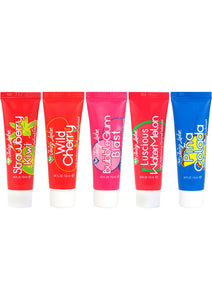 Juicy Lube Flavored Water Based Lubricant Assorted Flavors .42 Ounce Tubes 5 Each Per Pack
