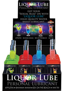 Liquor Lube Water Based Flavored Personal Lubricant Assorted Flavors 16 Each Per Display
