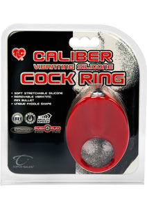Caliber Vibrating Silicone Cock Ring Waterproof Red