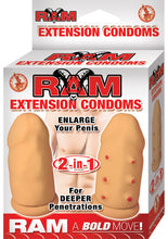 Load image into Gallery viewer, Ram Extension Condoms Latex Extender Sleeves Flesh 2 Each Per Box