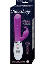 Load image into Gallery viewer, Ravishing Angel Kiss Silicone Dual Vibrator Waterproof Purple 9 Inch