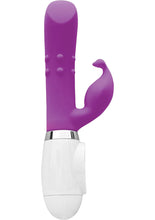 Load image into Gallery viewer, Ravishing Angel Kiss Silicone Dual Vibrator Waterproof Purple 9 Inch