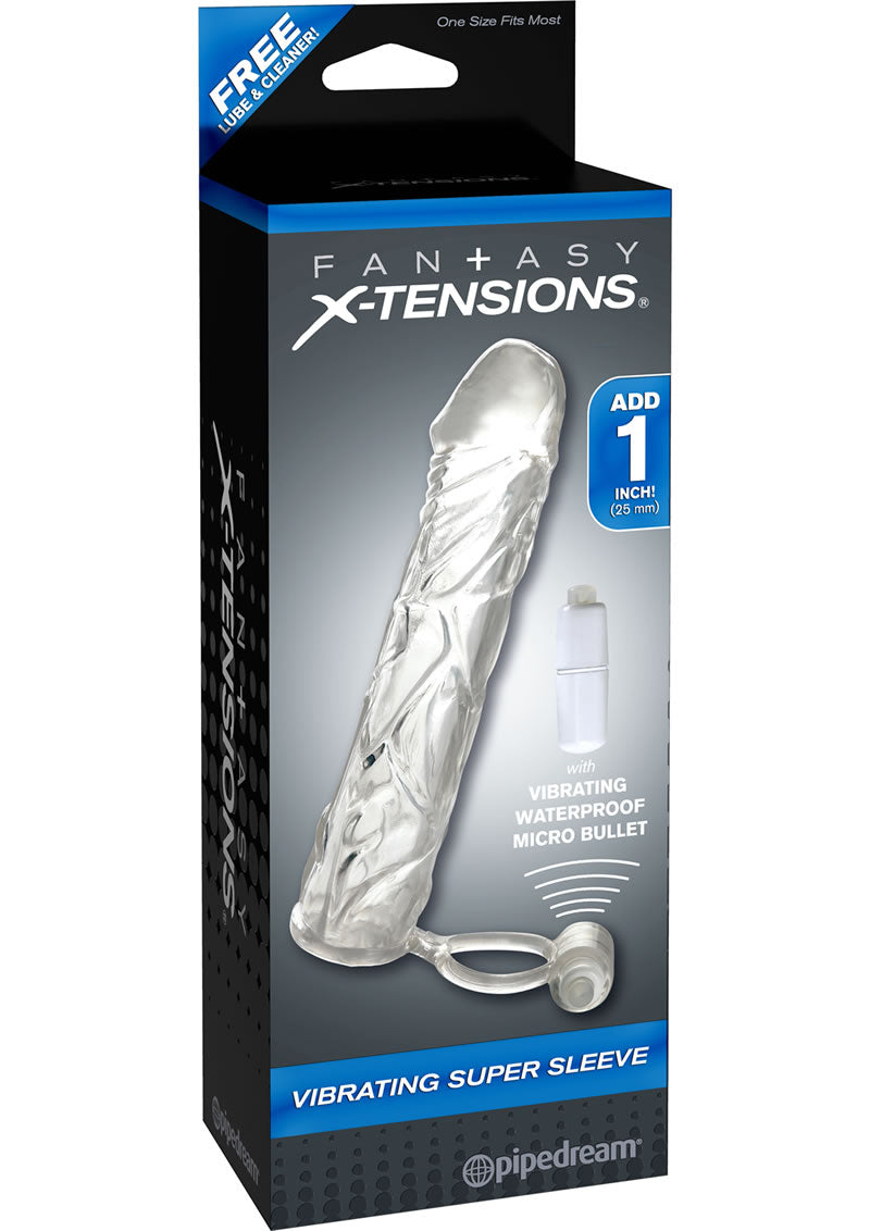 Fantasy Xtensions Vibrating Super Sleeve Extension Waterproof Clear 6.1 Inch