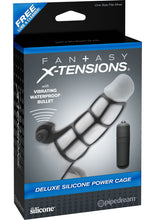 Load image into Gallery viewer, Fantasy Xtensions Silicone Deluxe Power Vibrating Cock Cage Black