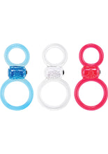 Load image into Gallery viewer, Ofinity Plus Super Stretch Vibrating Double Silicone Cockring Waterproof Assrt Colors 6 Each Per Box