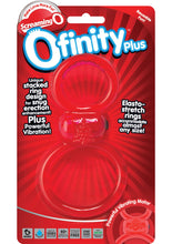 Load image into Gallery viewer, Ofinity Plus Super Stretchy Vibrating Double Silicone Cockring Waterproof Red