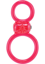 Load image into Gallery viewer, Ofinity Plus Super Stretchy Vibrating Double Silicone Cockring Waterproof Red