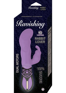 Ravishing 10 Function Rabbit Lover Silicone Vibe Waterproof Purple 7.75 Inch