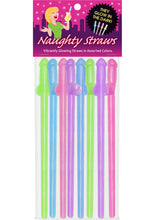 Load image into Gallery viewer, Naughty Straws Glow In The Dark Assorted Colors 8 Each Per Pack