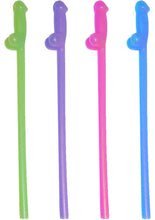 Load image into Gallery viewer, Naughty Straws Glow In The Dark Assorted Colors 8 Each Per Pack
