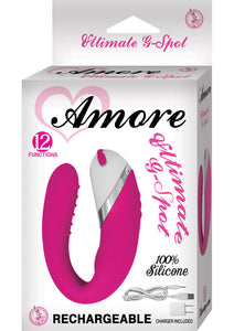 Amore Ultimate G Spot Silicone Rechargeable Massager Waterproof Pink 4.1 Inch