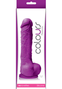 Colours Pleasures Realistic Silicone Dong With Balls Purple 5 Inch