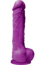 Load image into Gallery viewer, Colours Pleasures Realistic Silicone Dong With Balls Purple 5 Inch