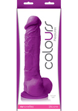 Load image into Gallery viewer, Colours Pleasures Realistic Silicone Dong With Balls Purple 8 Inch