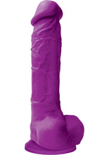 Load image into Gallery viewer, Colours Pleasures Realistic Silicone Dong With Balls Purple 8 Inch