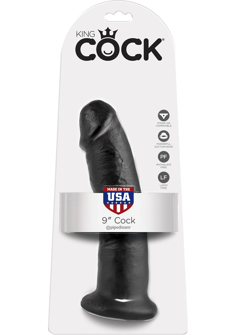 King Cock Realistic Dildo Black 9 Inch