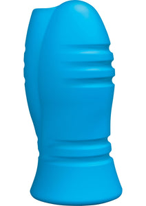 OptiMale UR3 Vibrating Stroker Thick Ribs Textured Masturbator Blue