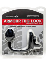Load image into Gallery viewer, Armour Gear Armour Tug Lock Cockring With Anal Stimulation Black Standard Size