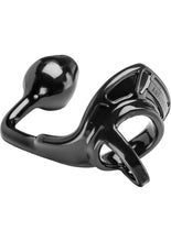 Load image into Gallery viewer, Armour Gear Armour Tug Lock Cockring With Anal Stimulation Black Standard Size