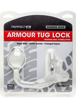 Load image into Gallery viewer, Perfect Fit Armour Gear Armour Tug Lock Cockring With Anal Stimulation Clear Standard Size