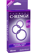 Load image into Gallery viewer, Fantasy C Ringz Silicone 3 Ring Stamina Cockring Set Purple