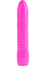 Load image into Gallery viewer, Neon Ribbed Rocket Vibrator Pink